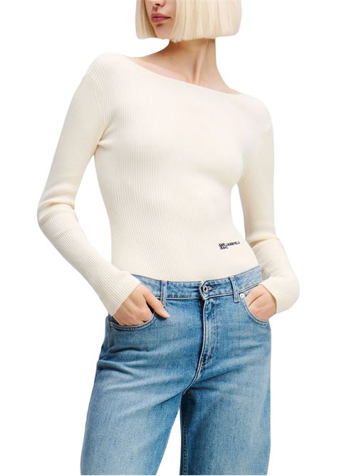 Body donna bianco in viscosa Karl Lagerfeld jeans | A1W18024461